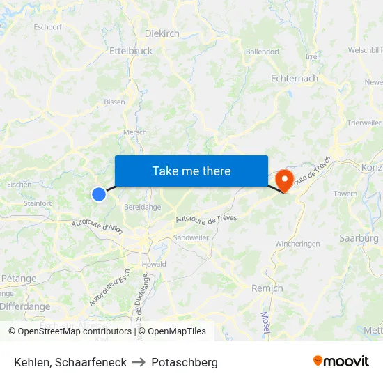 Kehlen, Schaarfeneck to Potaschberg map
