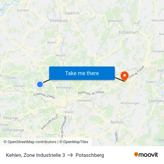 Kehlen, Zone Industrielle 3 to Potaschberg map