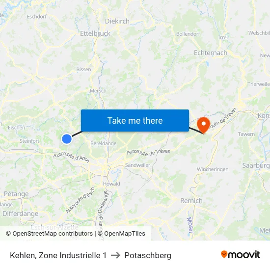 Kehlen, Zone Industrielle 1 to Potaschberg map