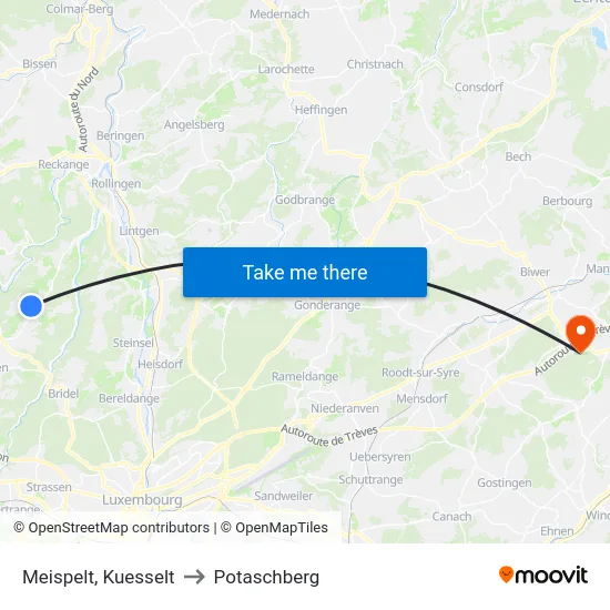 Meispelt, Kuesselt to Potaschberg map