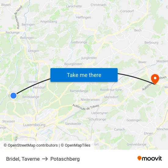 Bridel, Taverne to Potaschberg map