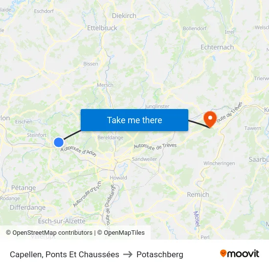 Capellen, Ponts Et Chaussées to Potaschberg map