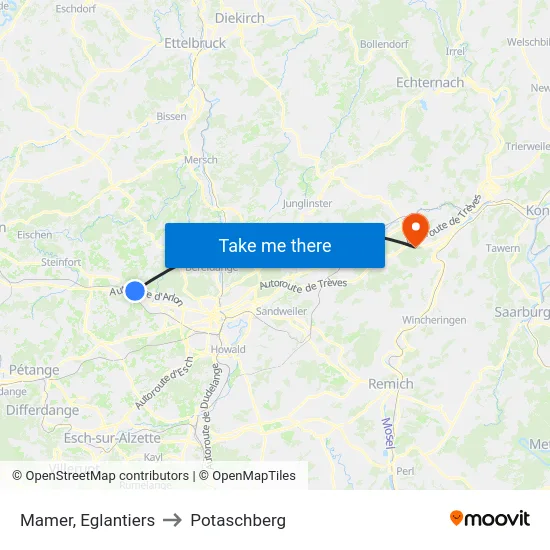Mamer, Eglantiers to Potaschberg map