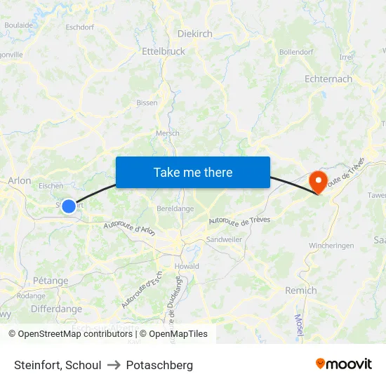 Steinfort, Schoul to Potaschberg map