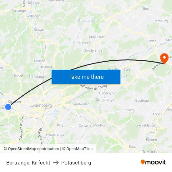 Bertrange, Kirfecht to Potaschberg map