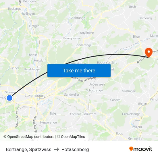 Bertrange, Spatzwiss to Potaschberg map