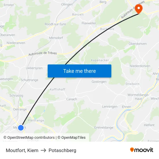 Moutfort, Kiem to Potaschberg map