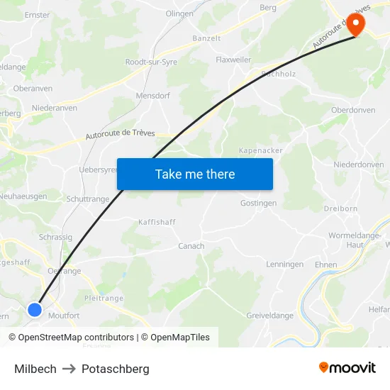 Milbech to Potaschberg map