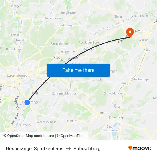 Hesperange, Sprëtzenhaus to Potaschberg map