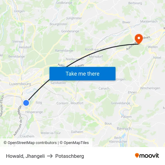 Howald, Jhangeli to Potaschberg map