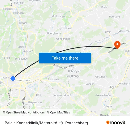 Belair, Kannerklinik/Maternité to Potaschberg map