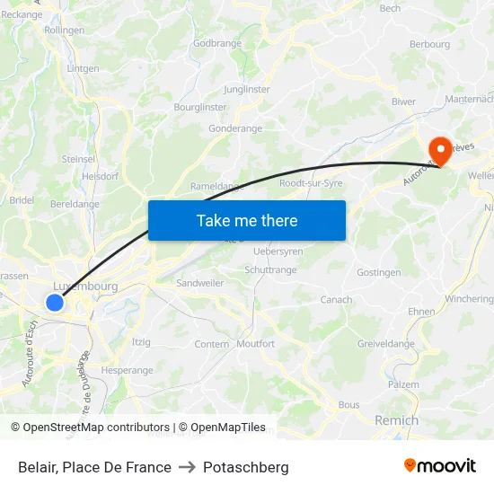 Belair, Place De France to Potaschberg map