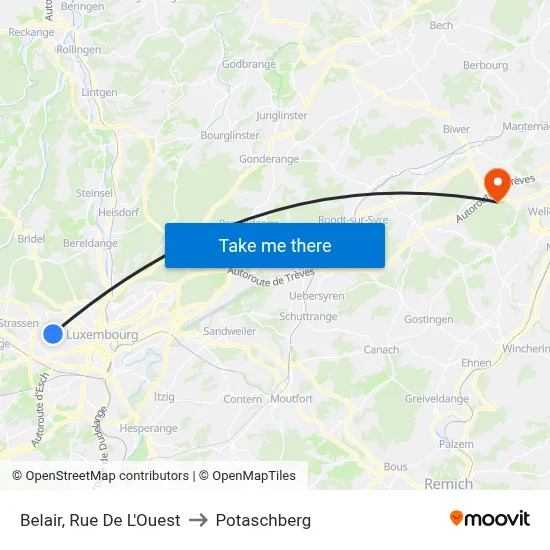 Belair, Rue De L'Ouest to Potaschberg map