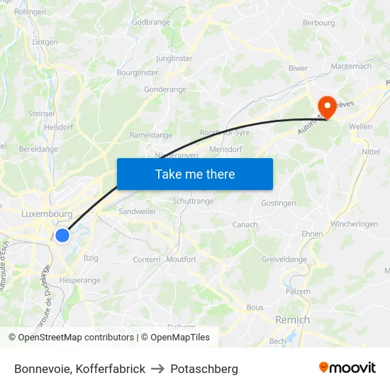 Bonnevoie, Kofferfabrick to Potaschberg map