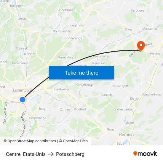 Centre, Etats-Unis to Potaschberg map