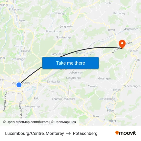Luxembourg/Centre, Monterey to Potaschberg map