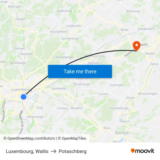Luxembourg, Wallis to Potaschberg map