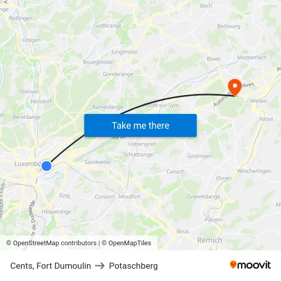 Cents, Fort Dumoulin to Potaschberg map