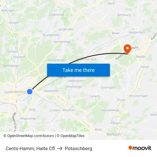 Cents-Hamm, Halte Cfl to Potaschberg map