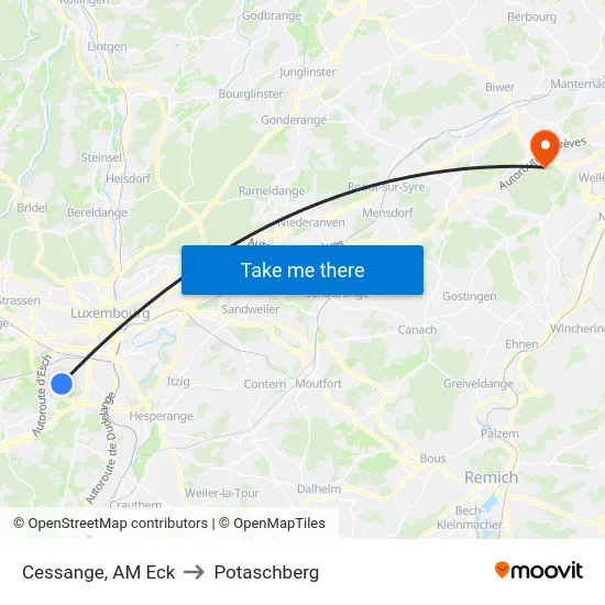 Cessange, AM Eck to Potaschberg map