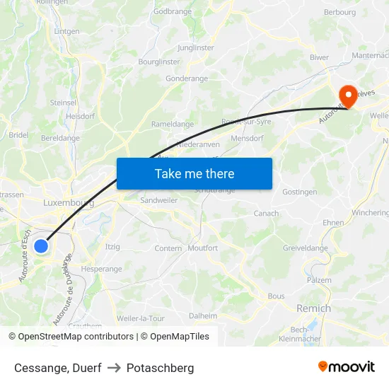Cessange, Duerf to Potaschberg map