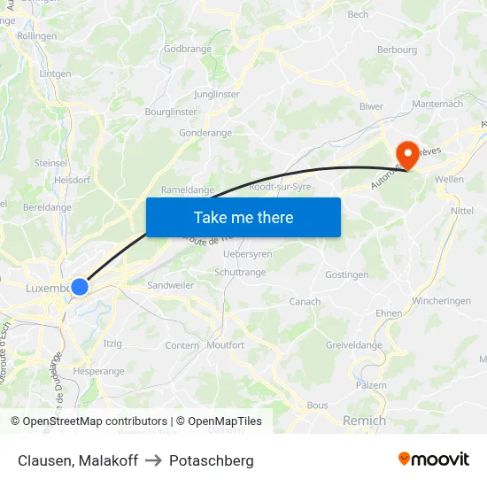 Clausen, Malakoff to Potaschberg map