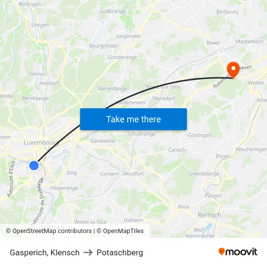 Gasperich, Klensch to Potaschberg map