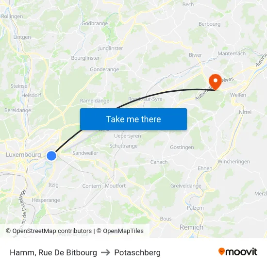 Hamm, Rue De Bitbourg to Potaschberg map