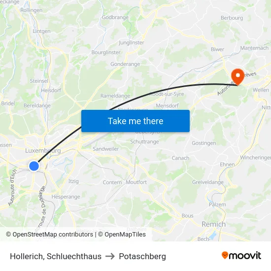Hollerich, Schluechthaus to Potaschberg map