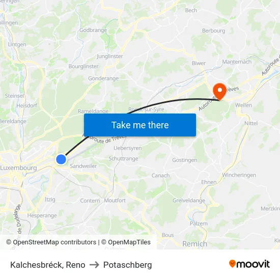 Kalchesbréck, Reno to Potaschberg map