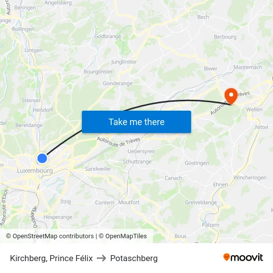 Kirchberg, Prince Félix to Potaschberg map