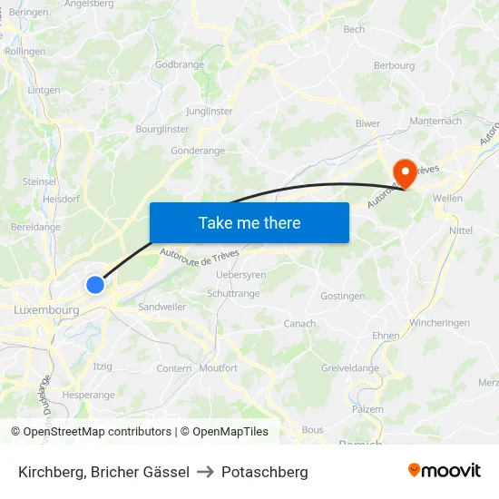 Kirchberg, Bricher Gässel to Potaschberg map