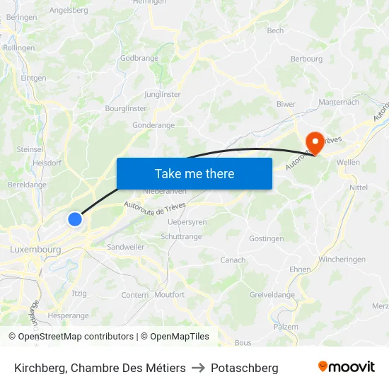 Kirchberg, Chambre Des Métiers to Potaschberg map