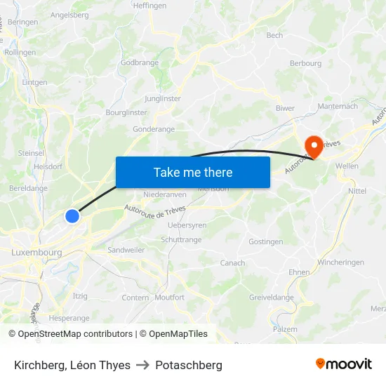 Kirchberg, Léon Thyes to Potaschberg map