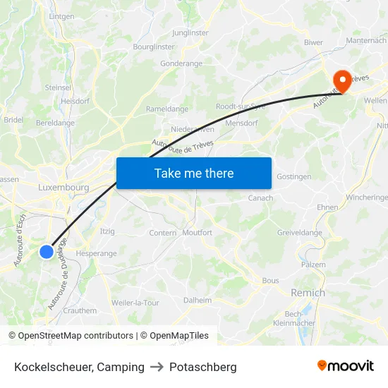 Kockelscheuer, Camping to Potaschberg map
