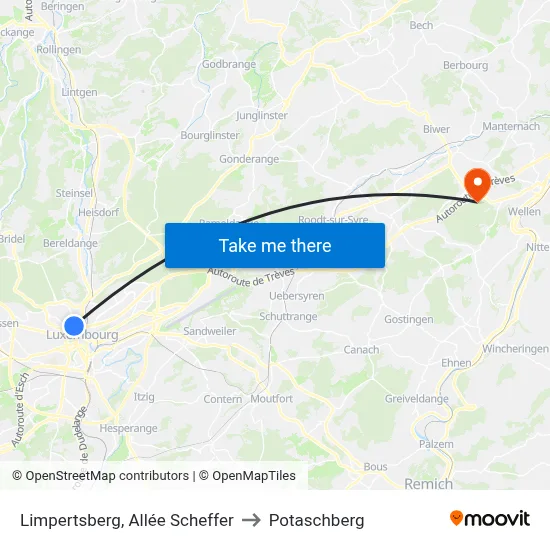 Limpertsberg, Allée Scheffer to Potaschberg map