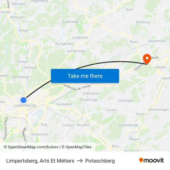Limpertsberg, Arts Et Métiers to Potaschberg map