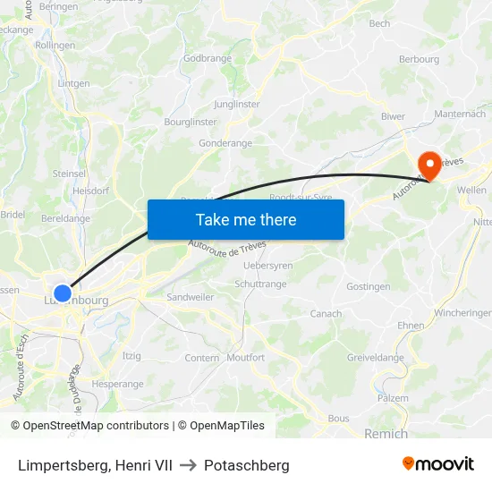 Limpertsberg, Henri VII to Potaschberg map