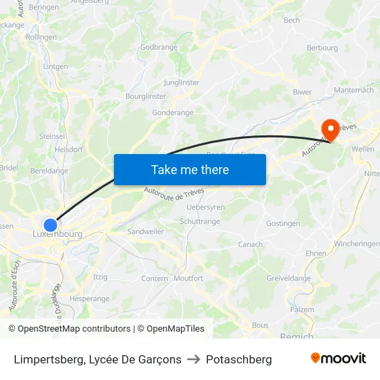 Limpertsberg, Lycée De Garçons to Potaschberg map