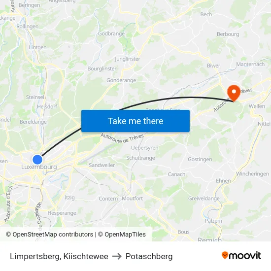 Limpertsberg, Kiischtewee to Potaschberg map