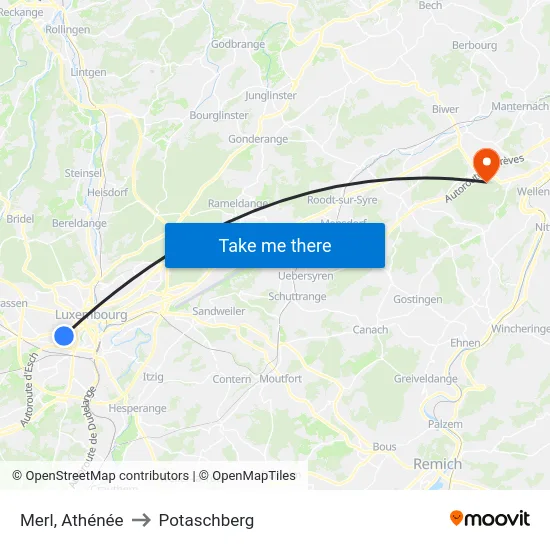 Merl, Athénée to Potaschberg map