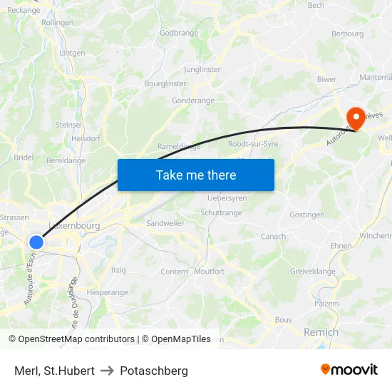 Merl, St.Hubert to Potaschberg map