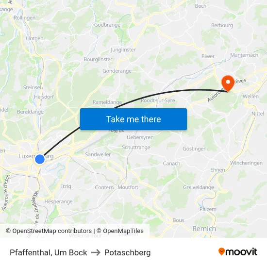 Pfaffenthal, Um Bock to Potaschberg map