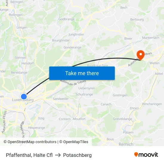 Pfaffenthal, Halte Cfl to Potaschberg map