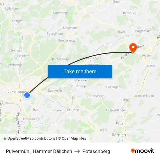 Pulvermühl, Hammer Dällchen to Potaschberg map