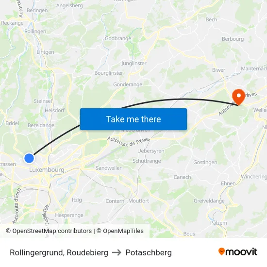 Rollingergrund, Roudebierg to Potaschberg map