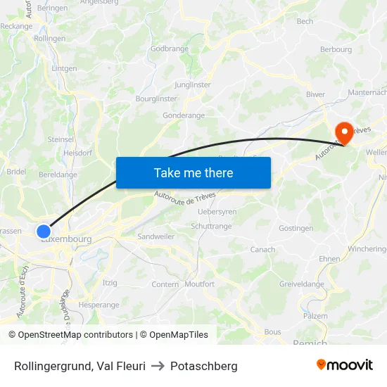 Rollingergrund, Val Fleuri to Potaschberg map
