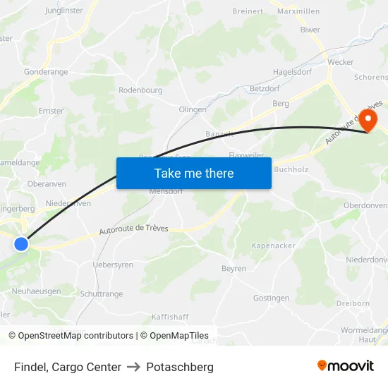Findel, Cargo Center to Potaschberg map