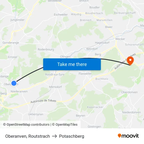 Oberanven, Routstrach to Potaschberg map