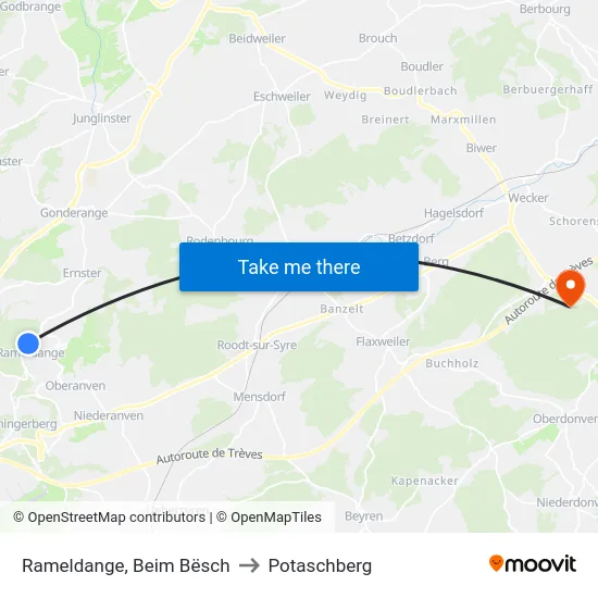 Rameldange, Beim Bësch to Potaschberg map